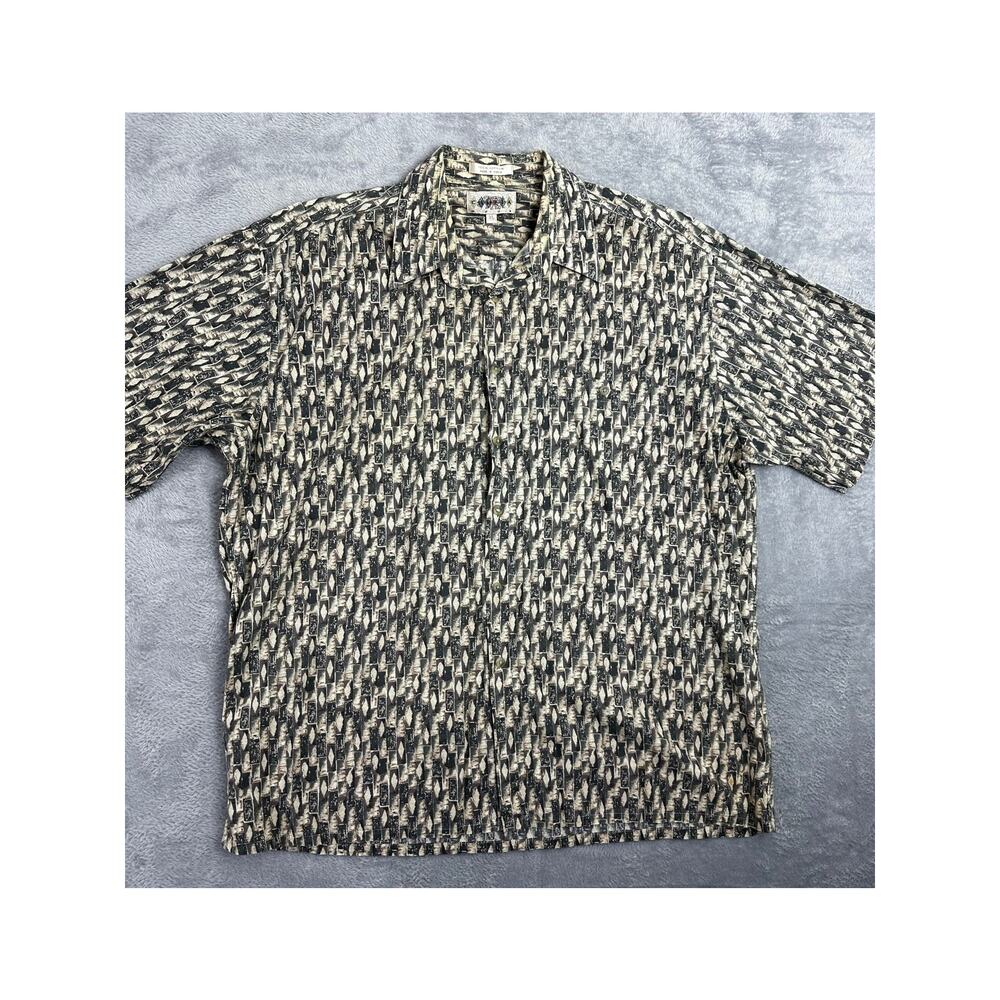 Vintage Campia Moda Short Sleeve Button Up Shirt 100% Cotton Made in Korea XL